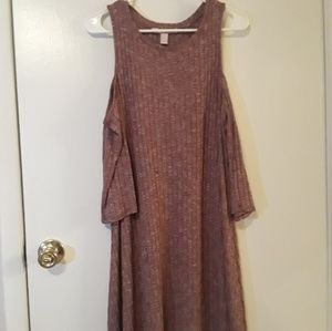 Forever21 plus burgundy/maroon cold shoulder dress